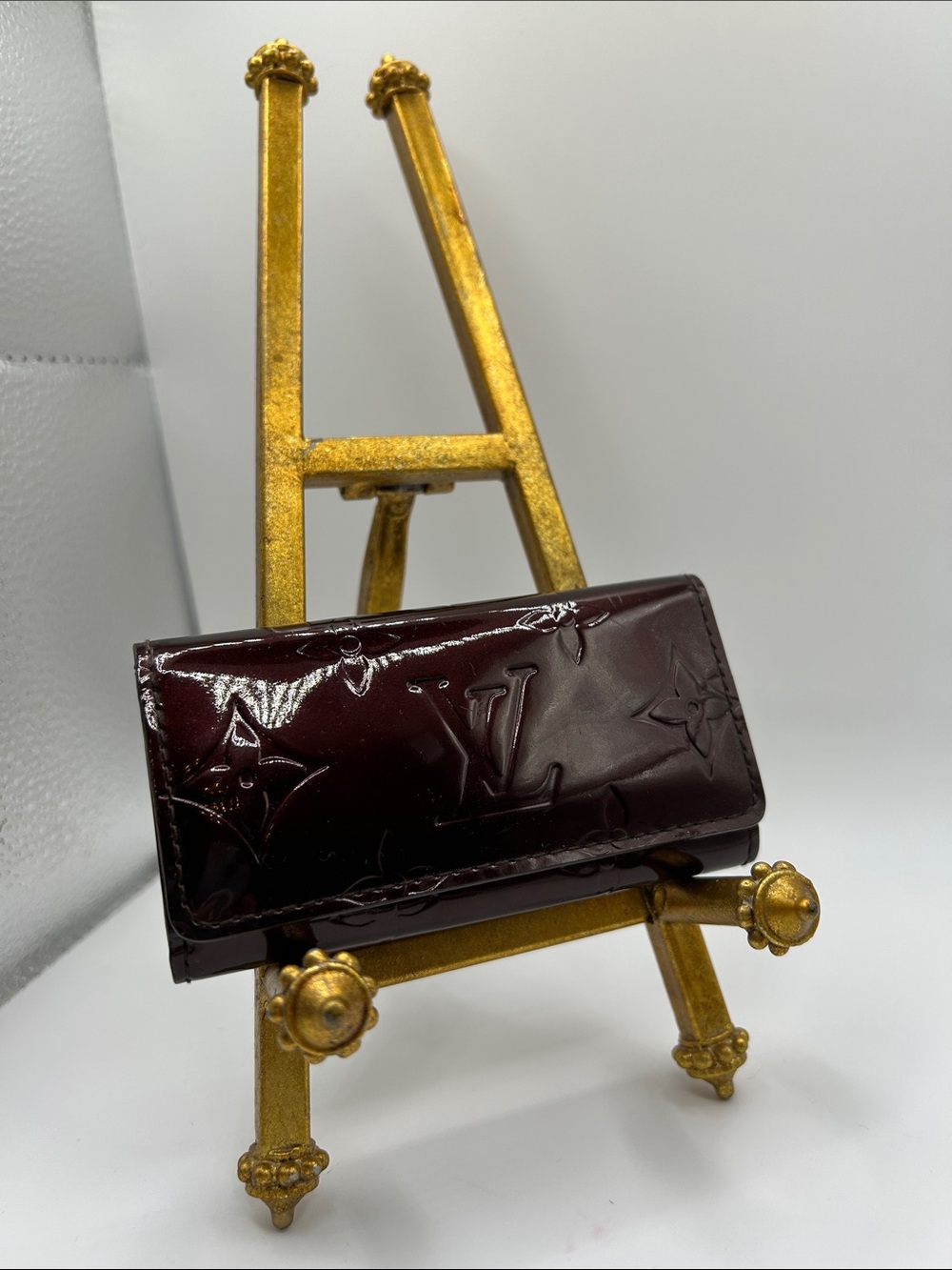 Louis Vuitton Amarante (Reddish Rose) Vernis Key Case, Leather Interior & COA